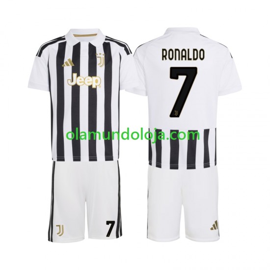 Camisola Juventus Cristiano Ronaldo 7 Criança Equipamento Primeiro 2026-2027 Manga Curta